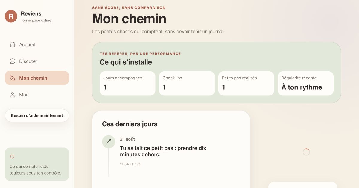 Aperçu réel du projet Reviens